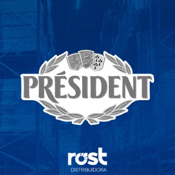 Logo da PRESIDENT - parceira da Rost Distribuidora de alimentos